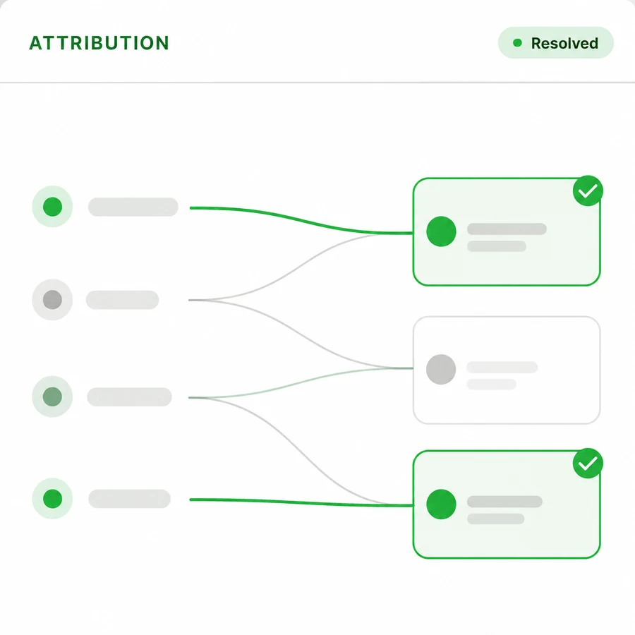 Attribution management interface — member rows resolving to validated assignments